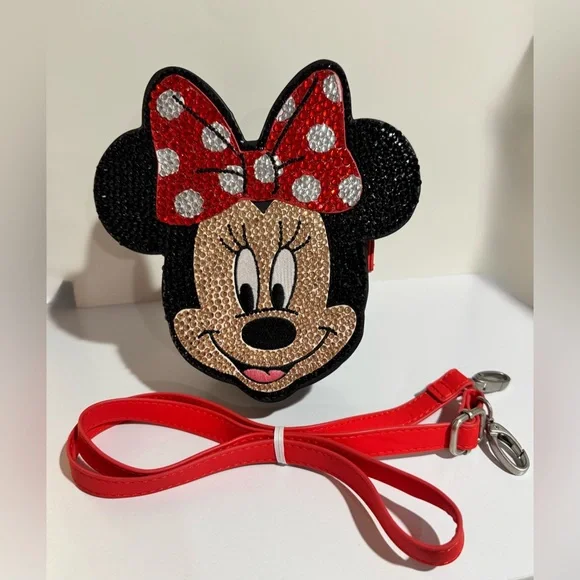 Rhinestoned Disney Minnie Mouse Small Crossbody Bag - Picture 4 of 9
